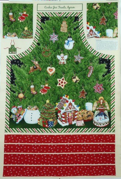 Weihnachtsstoff Schürze Stoff Panel Cookie Jar Treats