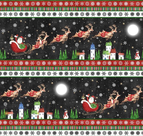 Weihnachtsstoff Up on the Rooftop Border