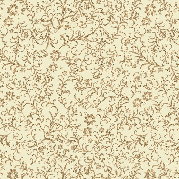 Ranken Stoff Holiday Tidings Vines Cream Gold Metallic