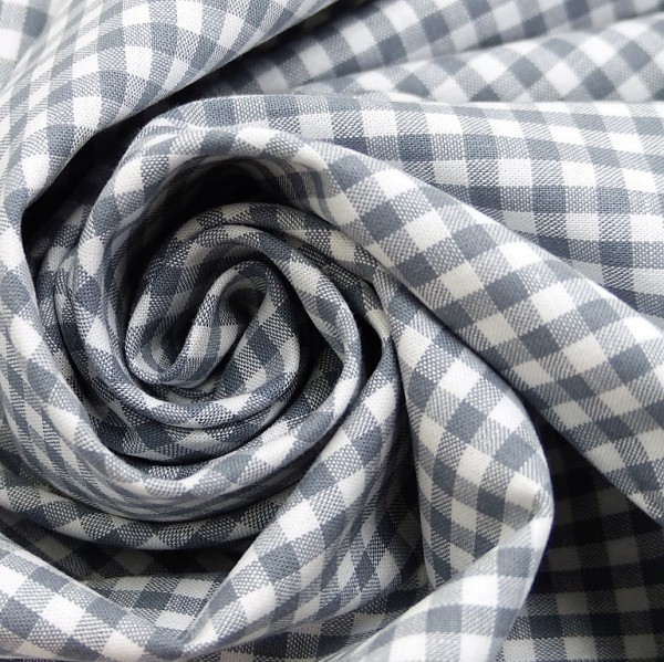 Vichy Karo Stoff Grau 2mm %