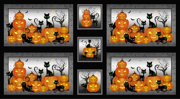 Halloween Katzen Stoff Panel Trick or Treat