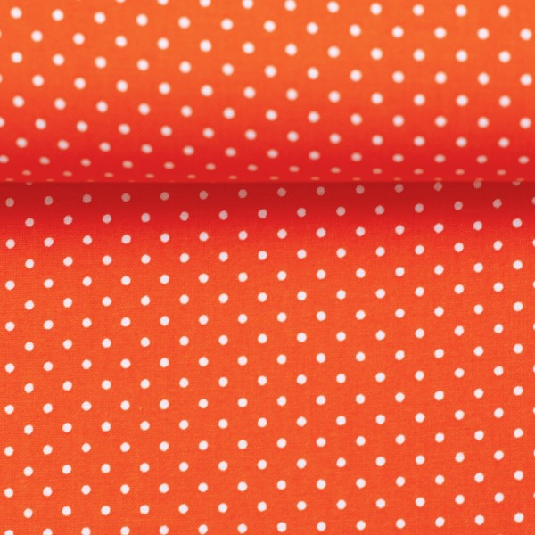 Baumwollstoff Punkte Orange Weiß