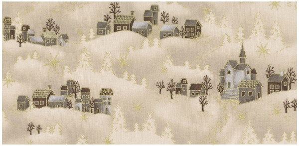 Weihnachtsstoff Taupe Raphael Winterdorf 315