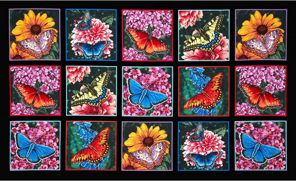 Schmetterlinge Stoff Panel Butterfly Garden