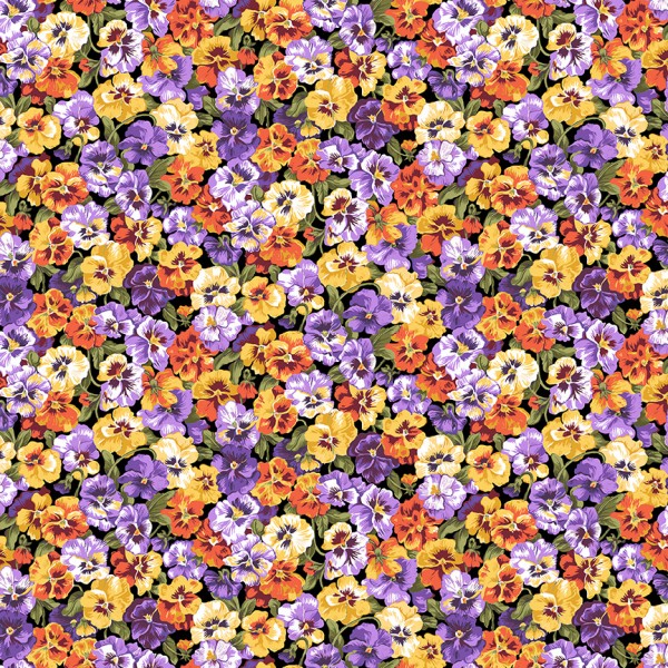 Stiefmütterchen Stoff Summer Garden Pansies Lilac