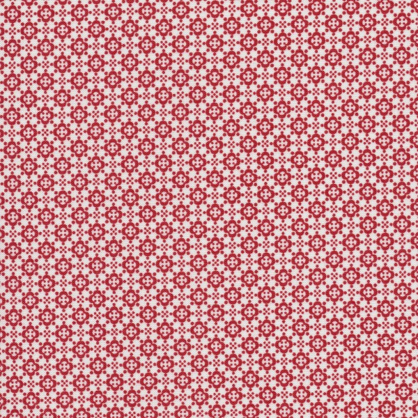 Rest 49cm Muster Stoff Weiß Rot Quilters Basic Memories 114