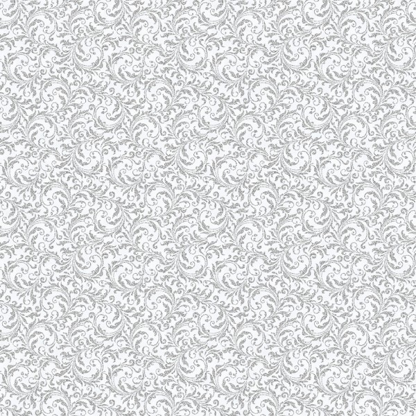 Ranken Stoff Blooming Holidays Weiß Silber Metallic
