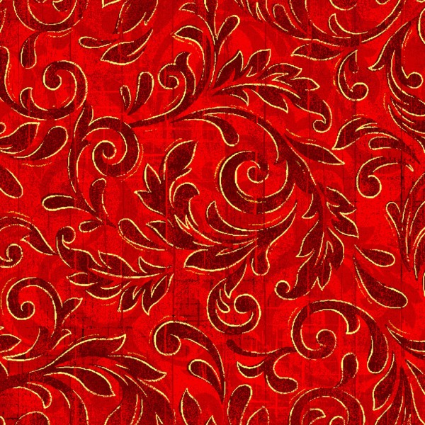 Rest 44cm Weihnachtsstoff Rot Noel Scrolls Red