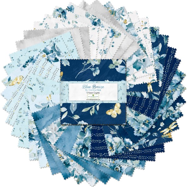 Blumen Stoffpaket Blue Breeze 5in Charm Pack Squares Precut