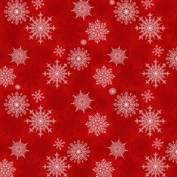 Weihnachtsstoff Schneeflocken Rot Holiday Lane Snowflakes Red