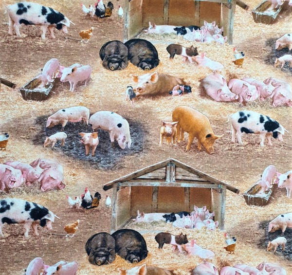 Schweine Stoff Farm Animals Pigs