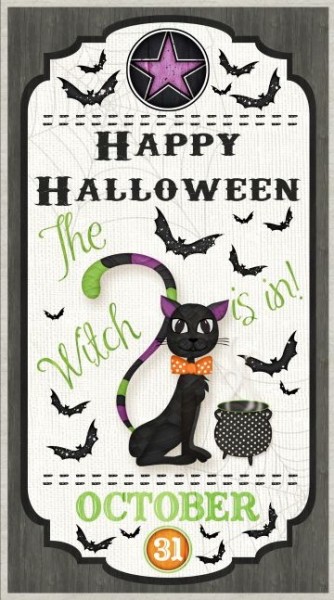 Happy Halloween Witch Way Panel Cats