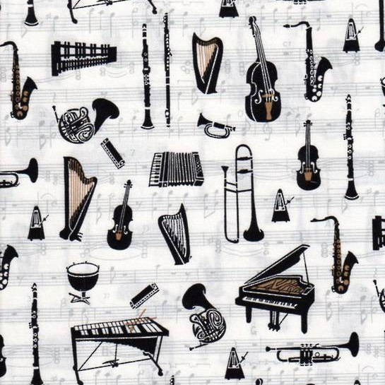 Musik Instrumente Stoff Weiß Music to my Ears