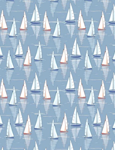 Segelboote Stoff Ocean Blue Sailboats Digitaldruck