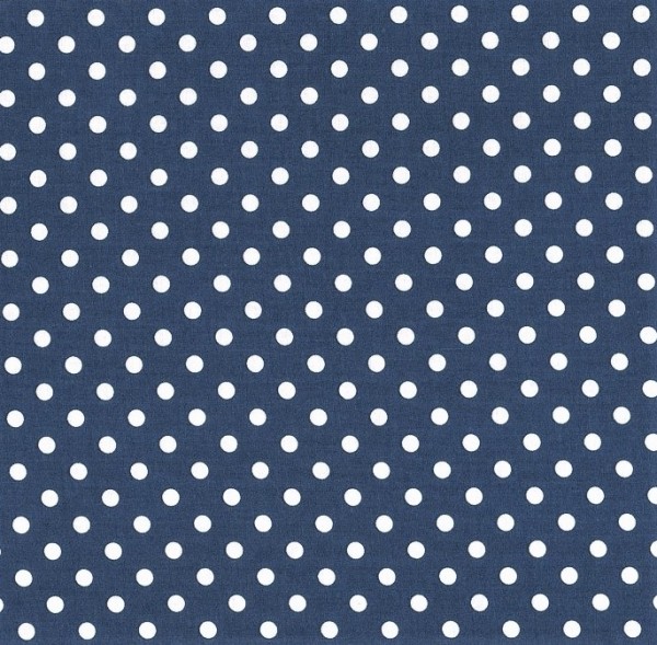 Baumwollstoff Dots 7mm Jeans Blau Weiß
