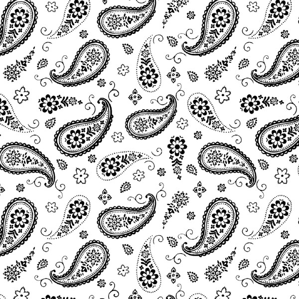 Paisley Stoff Weiß Paradox Black & White