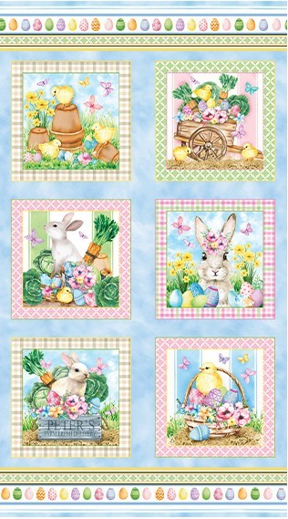 Oster Motive Stoff Panel Cottontail Farms