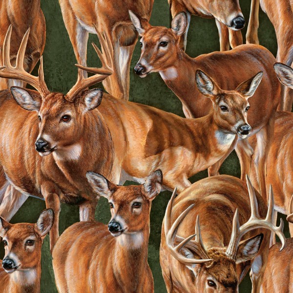 Rehe Stoff Wild Wings Packed Deer