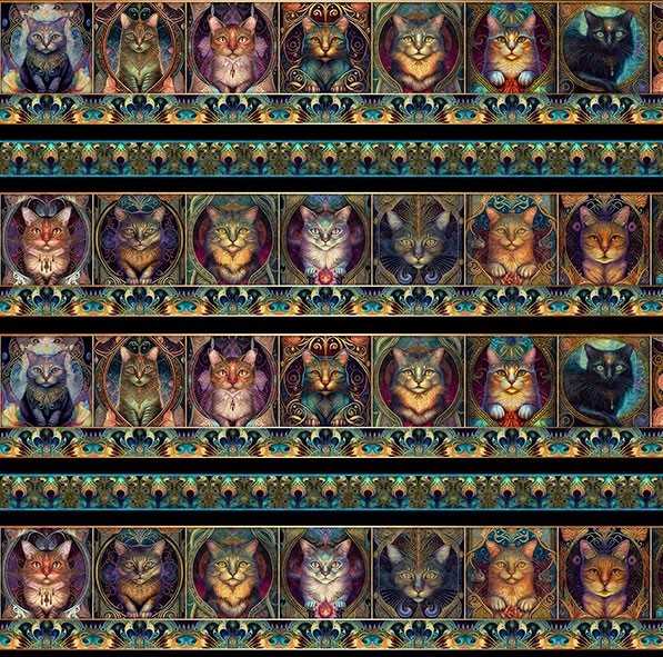 Katzen Stoff Feline Fantasia Cat Border Stripe