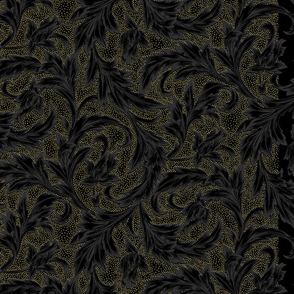 Ranken Stoff Holiday Wishes Schwarz Gold Metallic