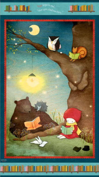 Kinder Stoff Panel Santoro Reading Together