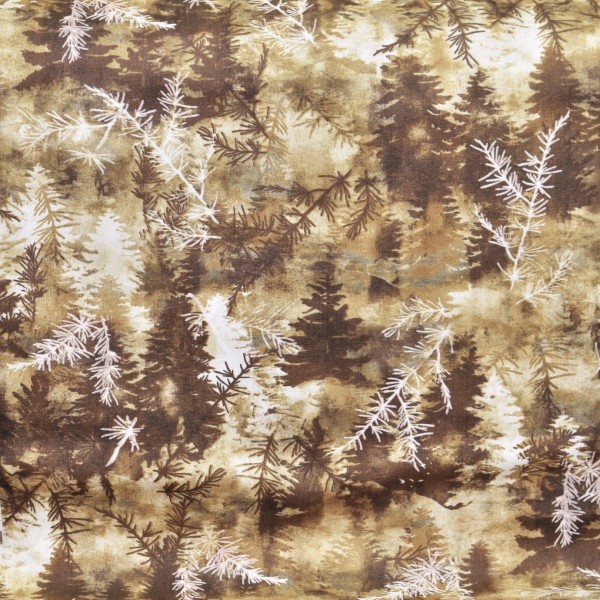 Wald Stoff Into the Woods Pine Forest Brown Braun