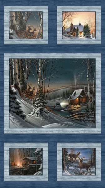 Winter Stoff Panel Blue Winter Season Digital