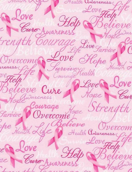 Schleifen Wörter Stoff Breast Cancer Words Pink