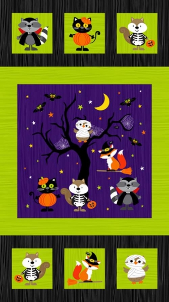 Halloween Kinderstoff Panel Woodland Haunt Kindermotive