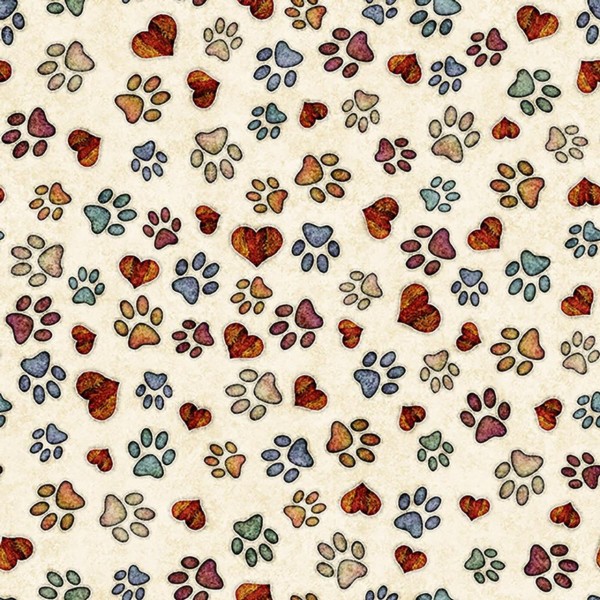 Pfoten Stoff Puppy Dog Prints Cream