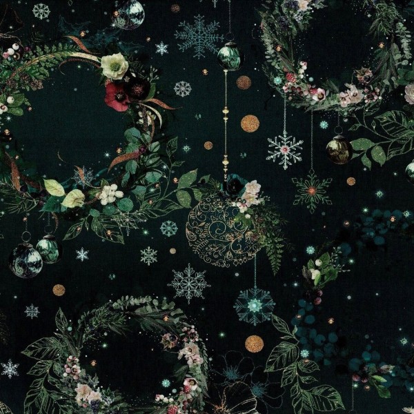 Weihnachtsstoff Merriment Teal