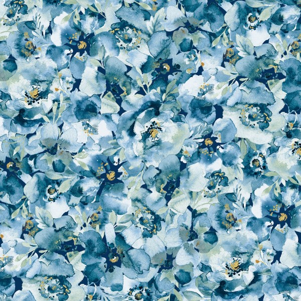 Blumen Stoff Blue Breeze Blue Packed Floral