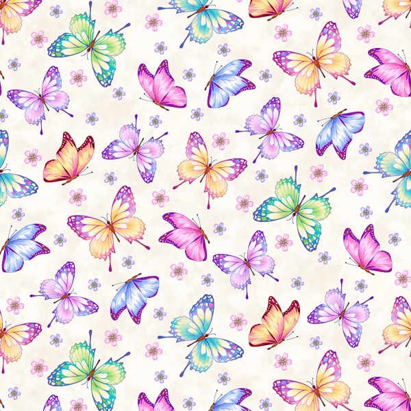 Schmetterlinge Stoff Cream Butterflies