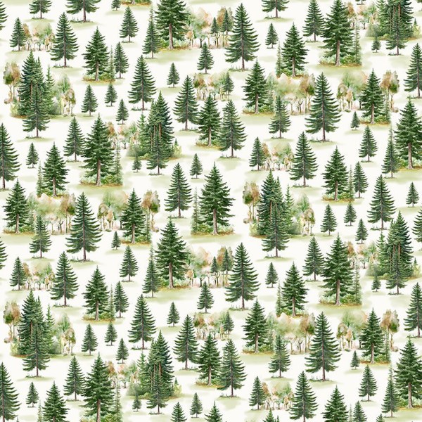 Bäume Stoff Rustic Holiday Cream Digitaldruck