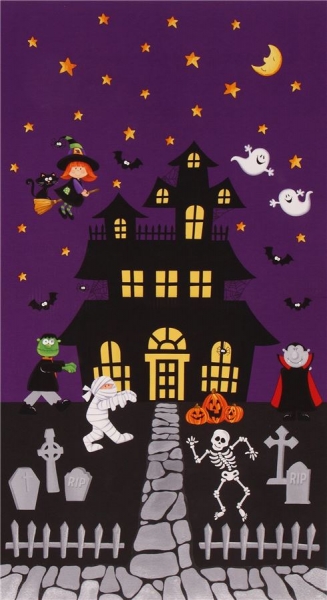 Halloween Kinderstoff Panel Happy Haunting