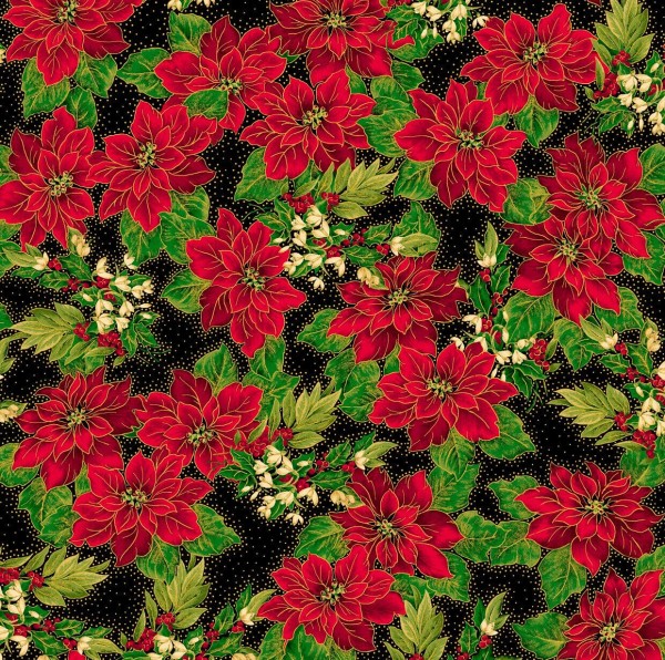 Christsterne Stoff Lavish Large Poinsettias