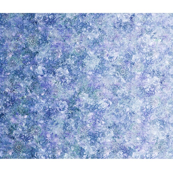 Batik Stoff Hellblau Floralessence