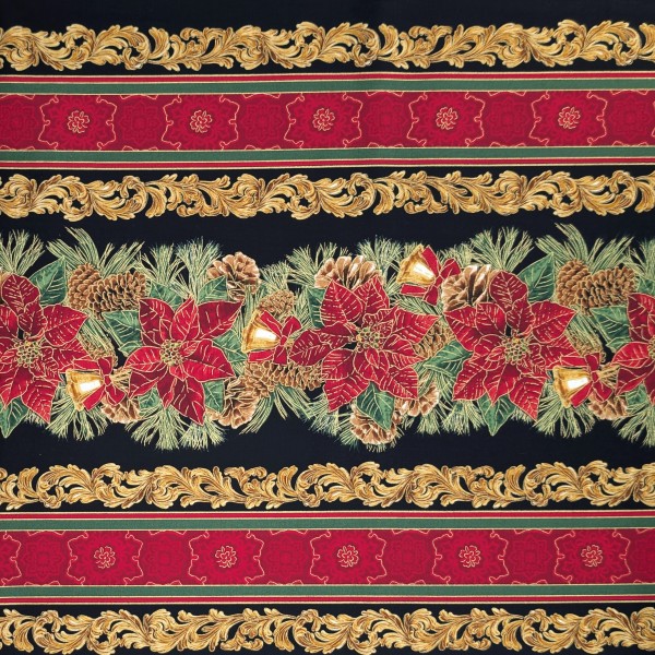 Weihnachtsstoff Holiday Border Black