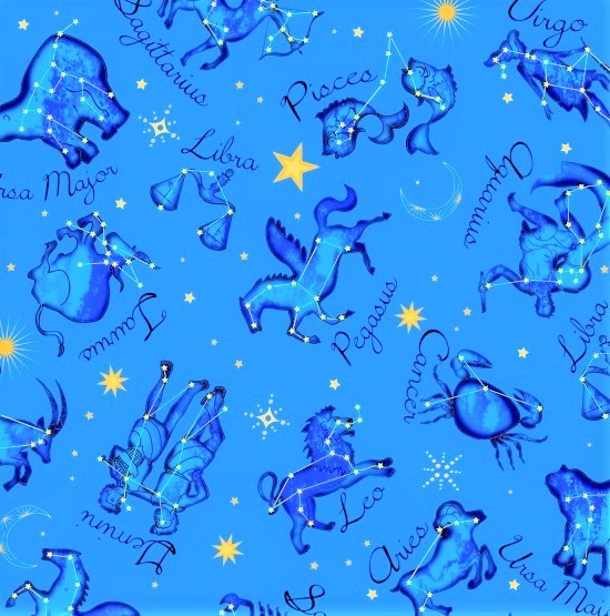 Sternzeichen Stoff Blau Starlight Constellations