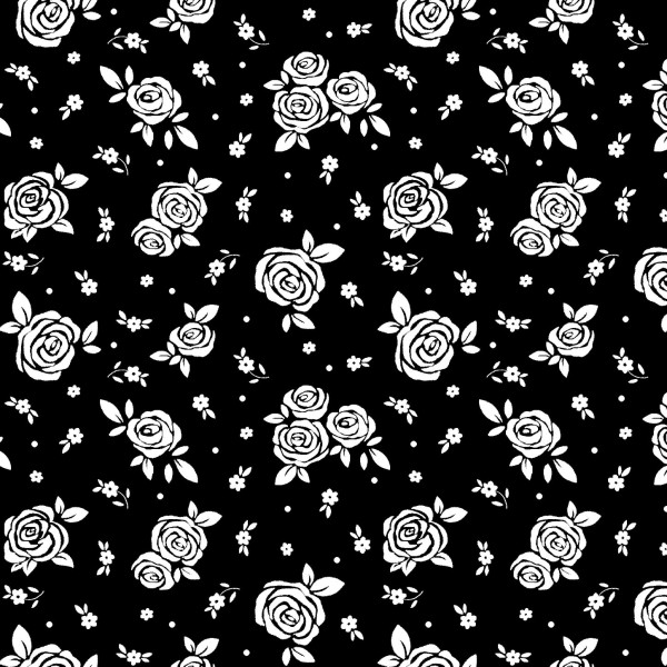 Blumen Stoff Paradox Rose Black & White