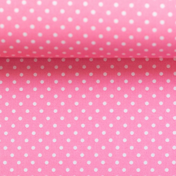 Baumwollstoff Punkte Rosa Weiß