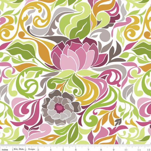 Halle Rose Stoff Multi Gold