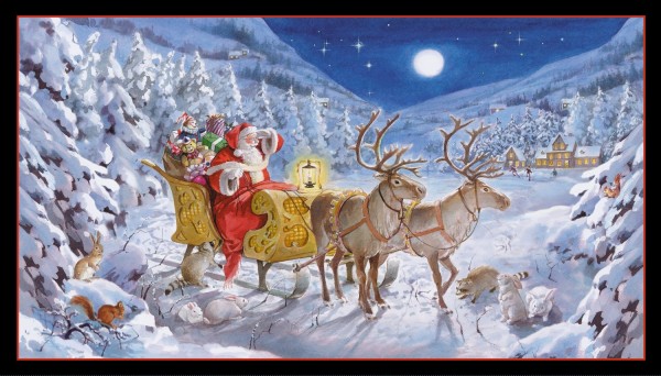 Weihnachtsmann Stoff Panel Santa Claus is Coming