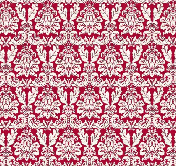 Weihnachtsstoff Joyeux Noel Damask Rot