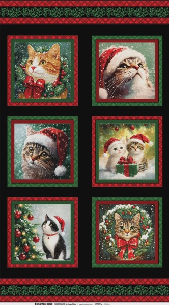 Weihnachtsstoff Katzen Merry Cats Panel