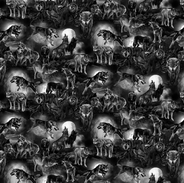 Wolf Stoff Wicked Demon Wolves Halloween Digitaldruck
