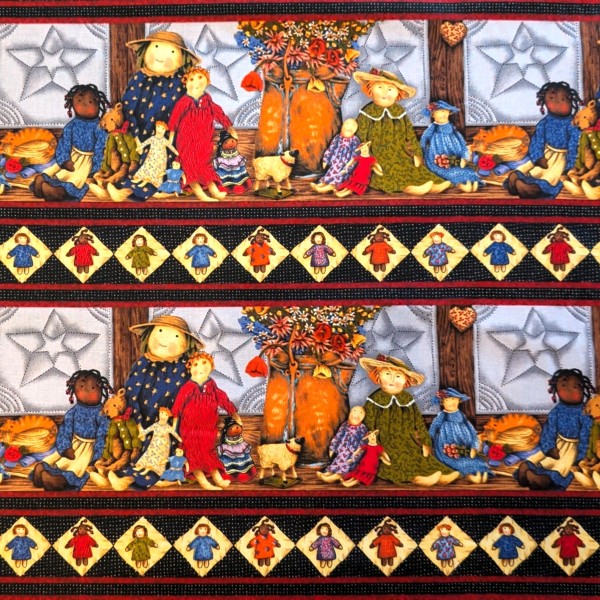 Puppen Stoff Primitive Dolls Border