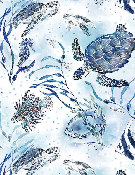 Schildkröten Stoff Ocean Blue Turtles