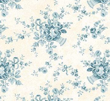 Blumenbukett Stoff Blau Vintage Rose
