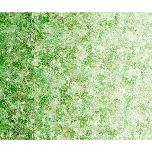 Batik Stoff Hellgrün Floralessence